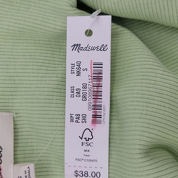Madewell Supima® Rib Halter Tank Top in celery green size Small NWT NK640 - Picture 8 of 12